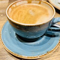 Oat milk flat white coffee   at ABZ - The Distilling House in Aberdeen