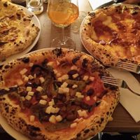 The middle one was my vegan pizza; it had eggplant, Gary and kalamata olives. So darn good. at Jill in Hamburg