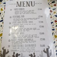 Food menu at Sin Carne Cantina in Matlock
