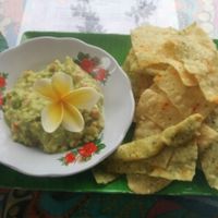 guacamole and chips! at Buddha Cafe in Samosir