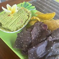 Guacamole and house made chips   at Buddha Cafe in Samosir
