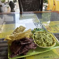 Guacamole with homemade chips  at Buddha Cafe in Samosir