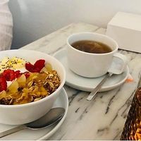 Yogurt, fruit, granola bowl   at Do Largo in Evora