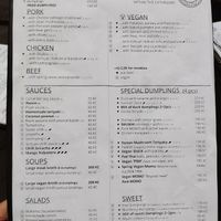 Menu at Dim Sum Spot - Letná in Prague