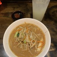 Red ramen, spicy miso bomb and lemonade   at Hachioji Ramen in Los Angeles