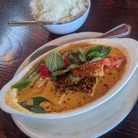 Panang curry with tofu, comes with jasmine rice at Bangkok Thai in Spokane