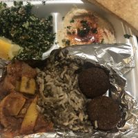 vegetarian plate (takeout)  at Albasha Greek & Lebanese - Citiplace Court in Baton Rouge