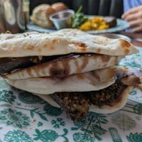 Vegan sausage naan roll at Dishoom in East London