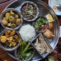 Classic Christmas Feast:  Tandoori Chaat* (Ve, V) ~ Gunpowder Potatoes* (Ve, V) ~ Chole (Ve, V) ~ Kachumber (Ve, V) ~ Roomali Roti (Ve, V) ~ Steamed Basmati Rice (Ve, V) ~ Grilled  at Dishoom in East London