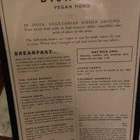 Menu  at Dishoom in East London