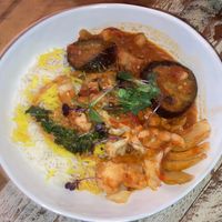 Vegan eggplant/tomato/rice stew at Kubeh in New York City