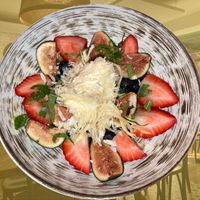 Vegan dessert (superposed over inside venue) at Kubeh in New York City