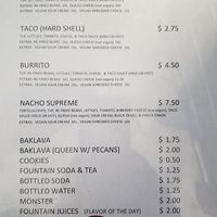 Meat free menu at Encounters in Divernon