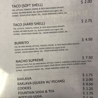 Menu at Encounters in Divernon