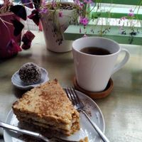 Apple cake and coconut ball at Terradan Pub in Ankara
