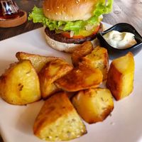 Burger with potatoes #Veganuary at Terradan Pub in Ankara