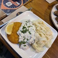 Schnitzel with Alfredo pasta. Very mid. 4/10    at Terradan Pub in Ankara
