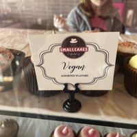Vegan options labeled   at Smallcakes in Indianapolis