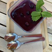 Vegan blueberry cheesecake   at Good Vibes in Gran Canaria
