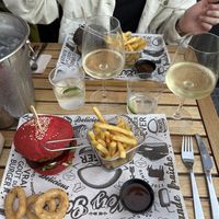 Vegetarian “Pink” and vegan “Black" burger.   at Good Vibes in Gran Canaria