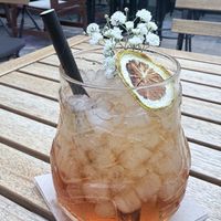 Lychee iced tea  at Good Vibes in Gran Canaria