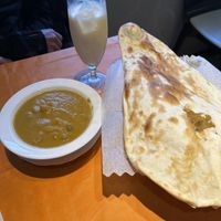 Veg curry, vegan lassie and naan   at Ponte Rosso in Nara