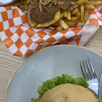 Fries and burger  at Kiez - Vegan Butcher Cafe & Bistro in Hanoi
