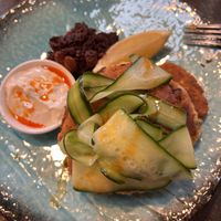 Zucchini pancakes  at Monk Bodhi Dharma in Balaclava