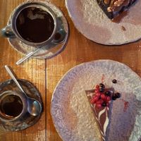 Brownie and chocolate pie at Honest Greens in Lisbon