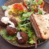 Falafel with extra hummus at Honest Greens in Lisbon