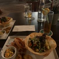 Fried wrap with vegetables and broccoli creme. at Tabooshh in Willemstad