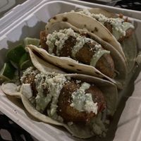 Fried avocado tacos at Nom Eats with Seats in Reno