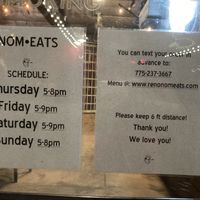 Hours and pre-ordering at Nom Eats with Seats in Reno