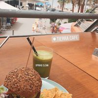 Mexican burger and spring clean juice  at Tierra the Store in Tenerife