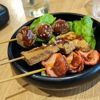 Starters with crab and beef vegan at Cantine De Lotus in Paris