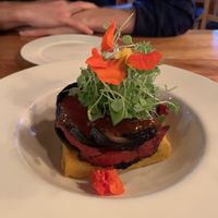 Polenta stack at The Views Vegetarian Restaurant in Kaiteriteri