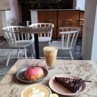 all vegan: cranberry jam (cherry was the other choice) doughnut and chocolate tart at Slodko i Czule in Krakow