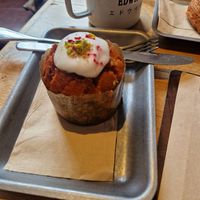 Blueberry and pistachio cake at Steam Yard in Sheffield