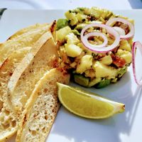 Avocado and date ceviche at Terrace at Hotel Arribas in Colares