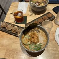 Spicy miso and sichuan flavored oat milk base soups, asparagus bean skin roll and mini tofu burgers  at Mukuchi 無口小廚 - WúKǒu Xiǎo Chú in Taipei