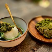 Matcha affogato, matcha white chocolate cookie at Jungle Café & Catering in Eindhoven