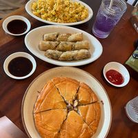 Fried rice, selfmade spring rolls, sesame pancake at BEAR SANCTUARY in Ninh Binh