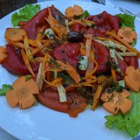 Roasted peppers at Hadjidraganovite Izbi in Sofia