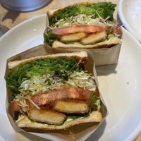 Vegan spicy chicken salad sandwich at &sandwich in Tokyo