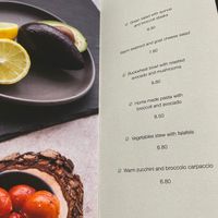 Menu includes many vegan dishes.  at MO Bistro in Vilnius