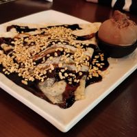 Banana and chocolate crepe at Creams Cafe in Romford