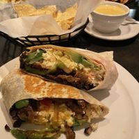 Beyond meat burrito. I dipped it in some vegan cheese sauce (YUM)    at My Cocina Grill in Streamwood