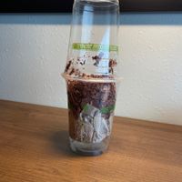 This is how they decided to package a mini cake to go. The cups are not secured together. 😂  at Oh My Soul in Charlotte