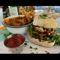 Hippie chick with onion rings at Oh My Soul in Charlotte