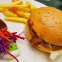 Pulled eggplant burger at Roastery Coffee House in Hyderabad